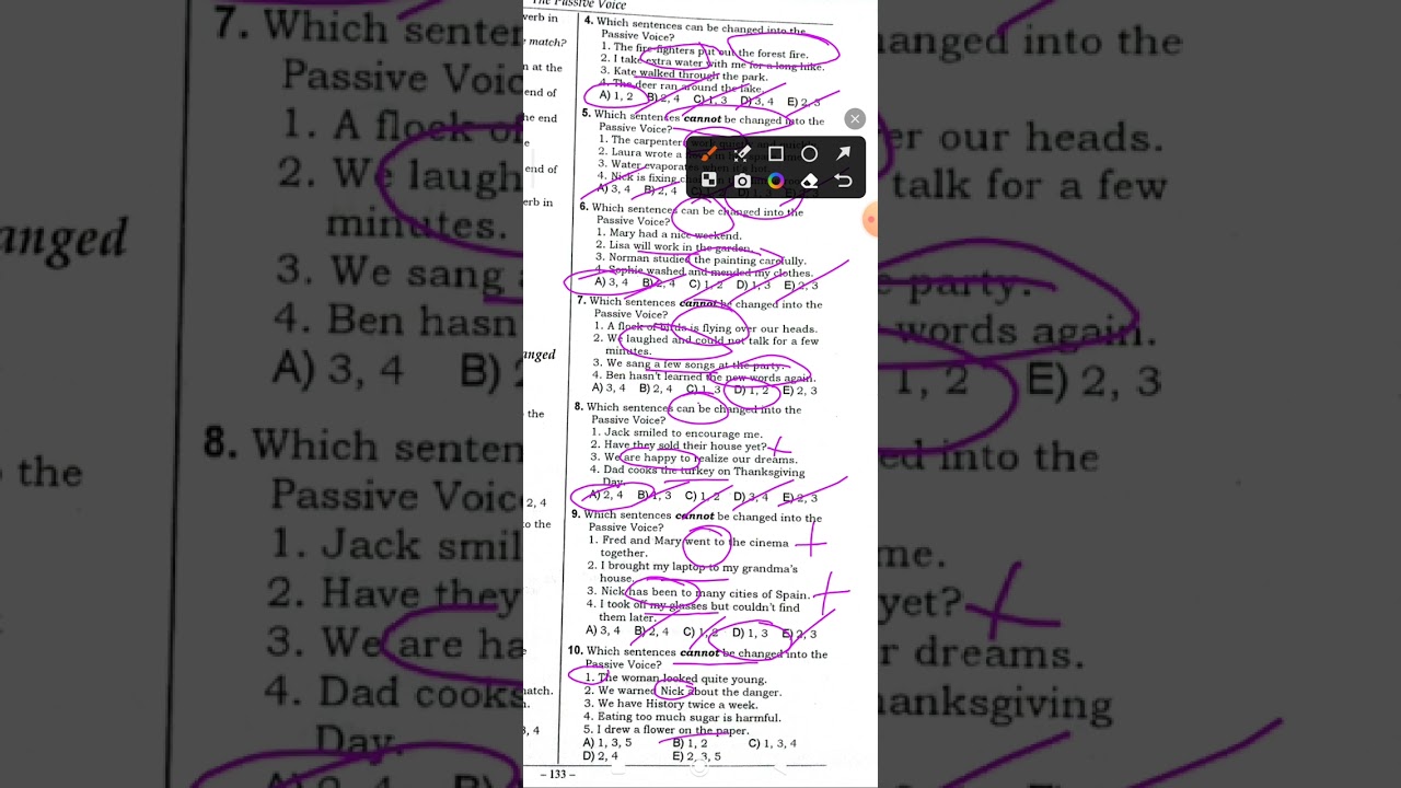 Ingilis dilidim 2023 test toplu Sentences that cannot be changed into the Passive Voice test izahi
