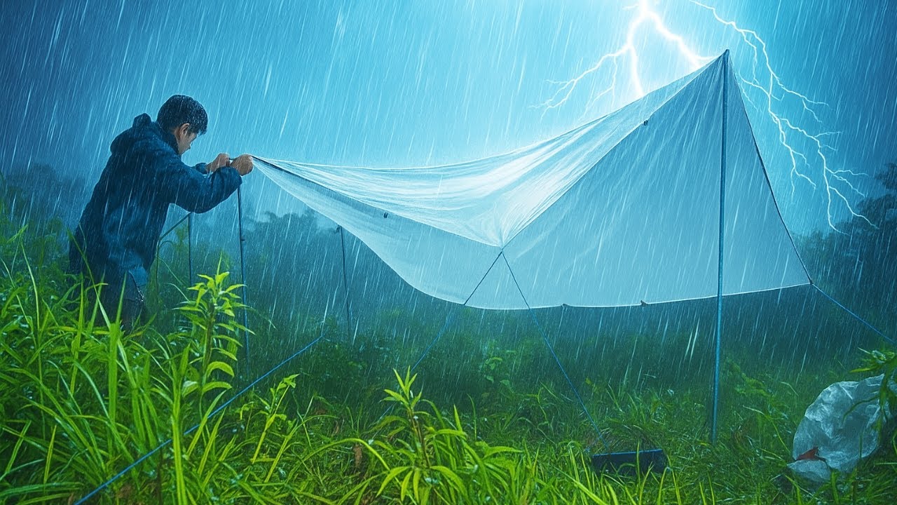 CRAZIEST BRUTAL THUNDERSTORM -TRAYING TO SET UP A TENT IN THE MINDST OF BAD WEATHER