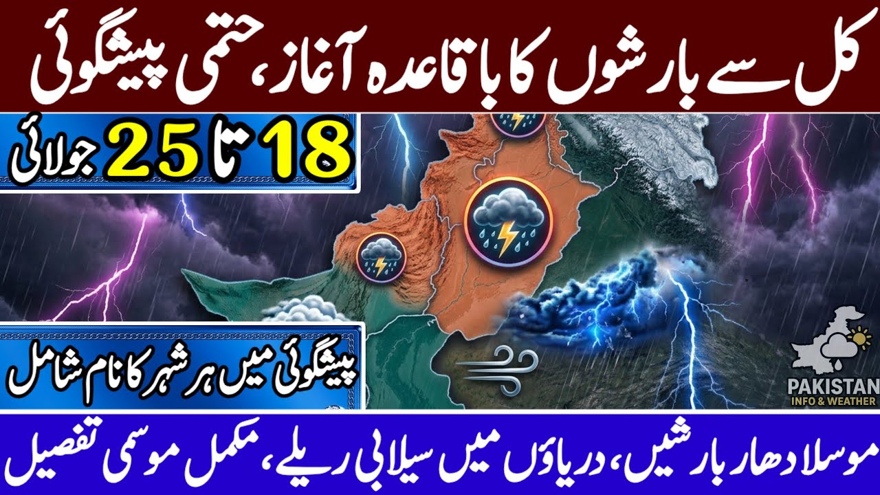 Kal Se Barishon Ka Aaghaz! Hatmi peshgoyi ☔ | Daryao Mein Selabi Reley | 18 To 25 July Weather