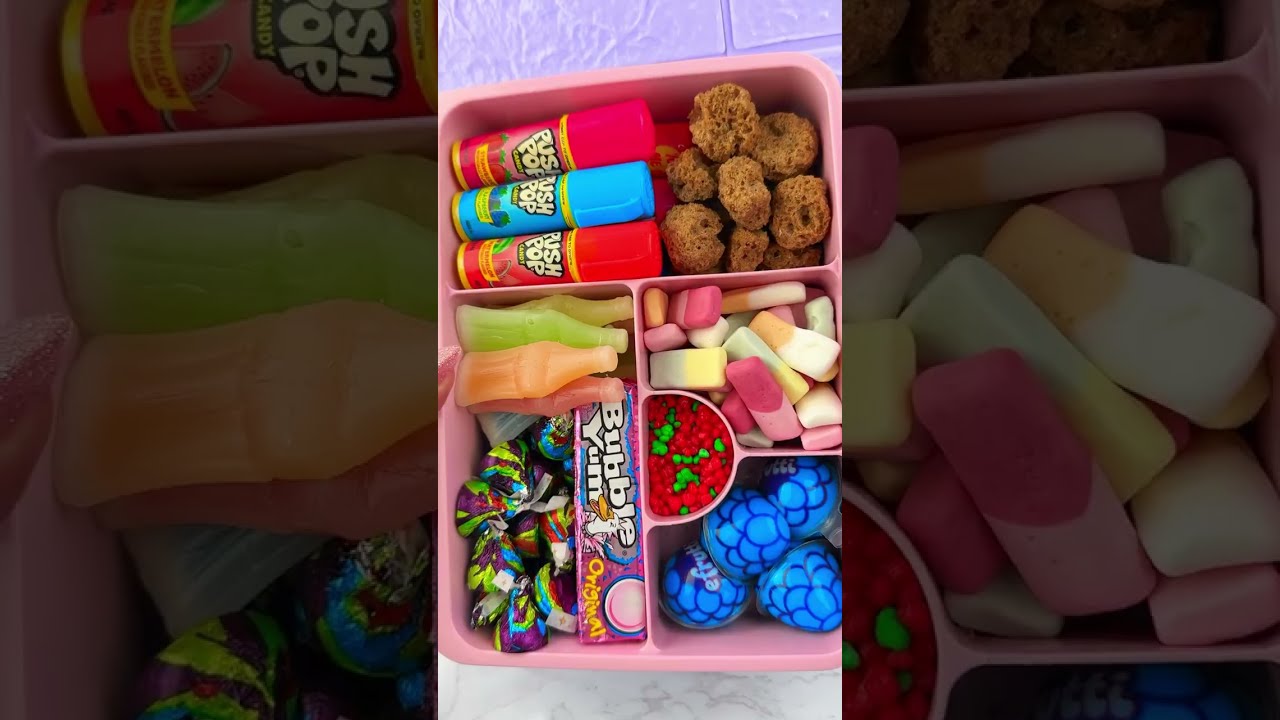 Packing School Lunch with CANDY Food *BENTO Box* Satisfying Video ASMR! 🍉🫐🍓🍭 #asmr #oddlysatisfying