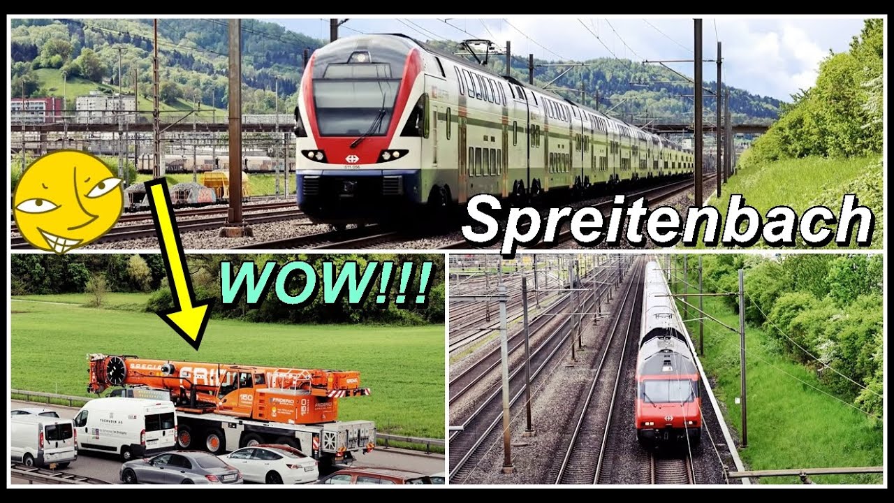 Schöner Baukran und viele Züge bei Spreitenbach