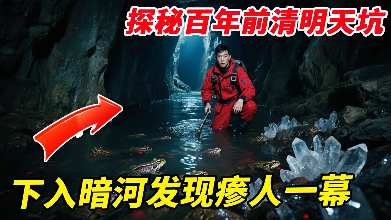 探秘百年前清明天坑，据说当时吞噬20多人迎亲队伍，下入暗河，发现了瘆人一幕！【户外小北哥】