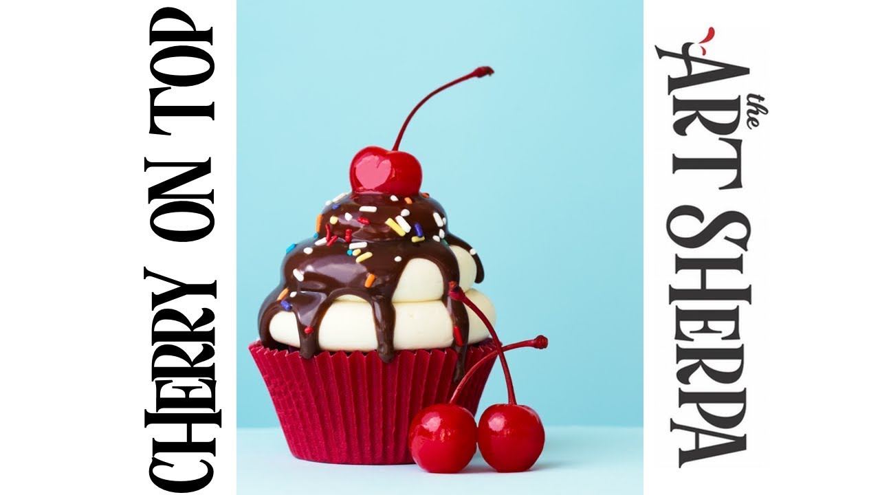 How to paint with Acrylic on Canvas a Cupcake with Cherries | TheArtSherpa