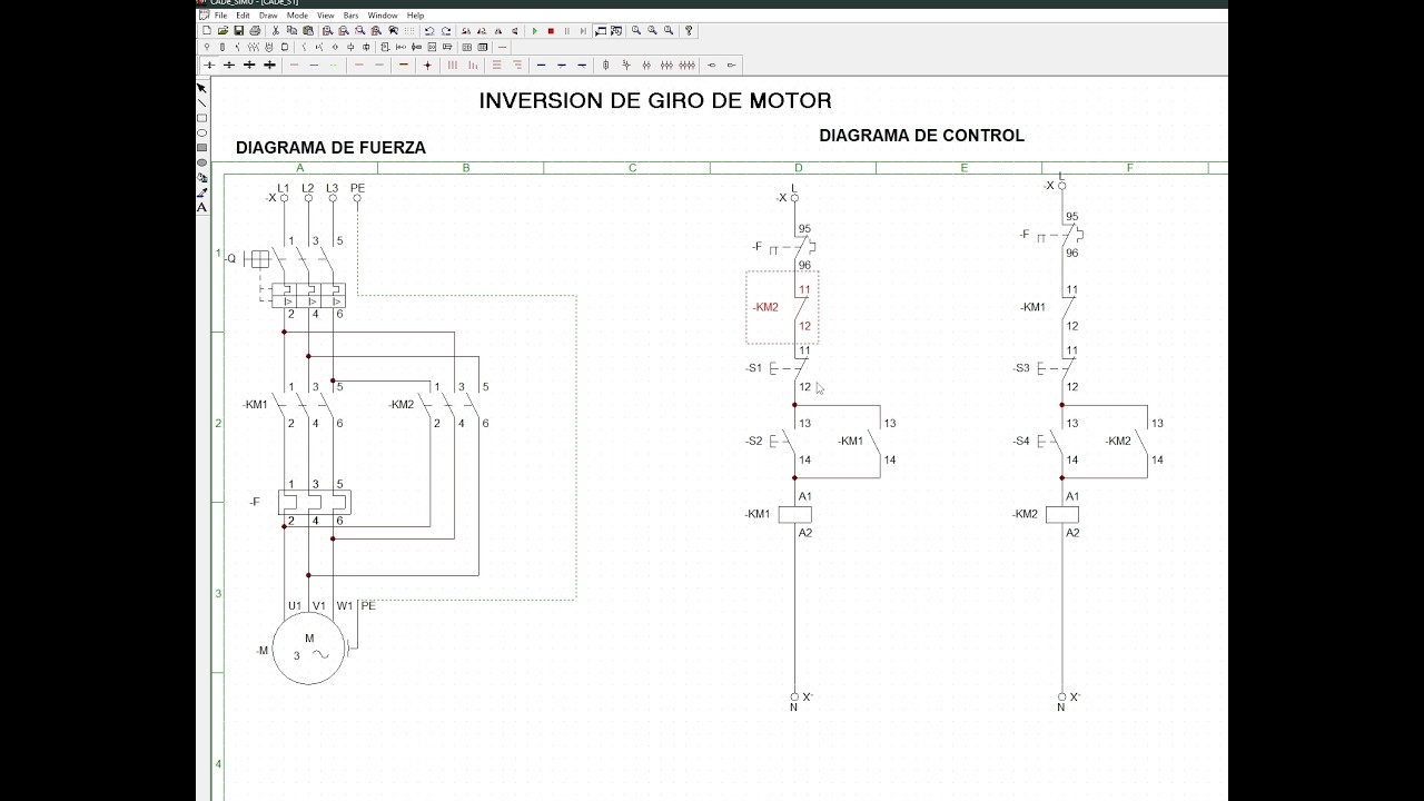 Te explico como hacer un diagrama de inversion de giro de un motor en #cadesimu