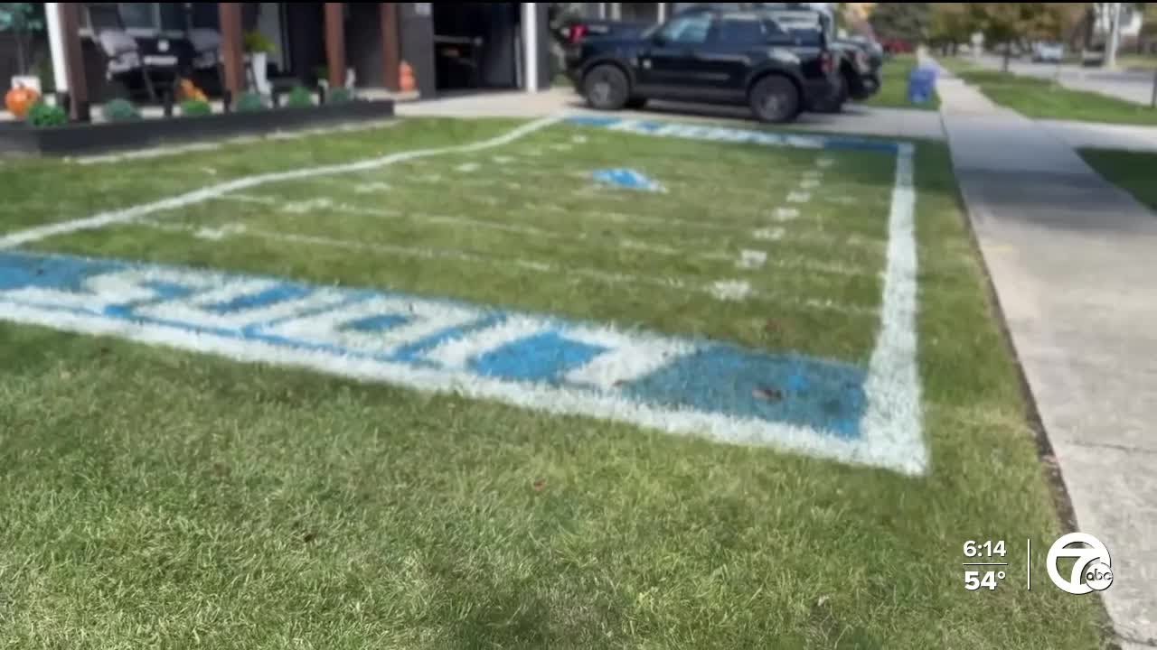 Lions fans recreate Ford Field in their front yard