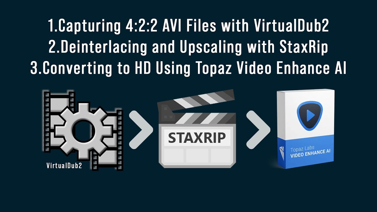 Как захватить SD-видео в VirtualDub2, выполнить деинтерлейсинг в StaxRip и масштабировать до HD в...