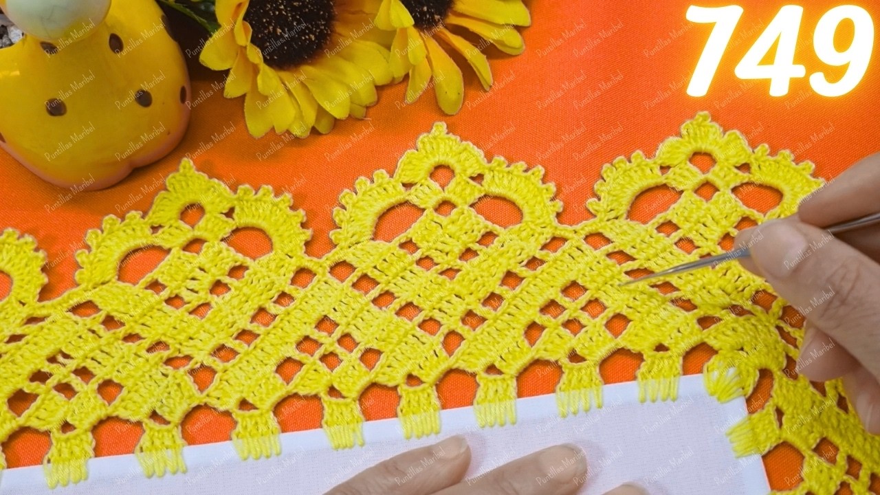 Cómo tejer esta bonita puntilla de corazones? Paso a paso fácil 🌸 749