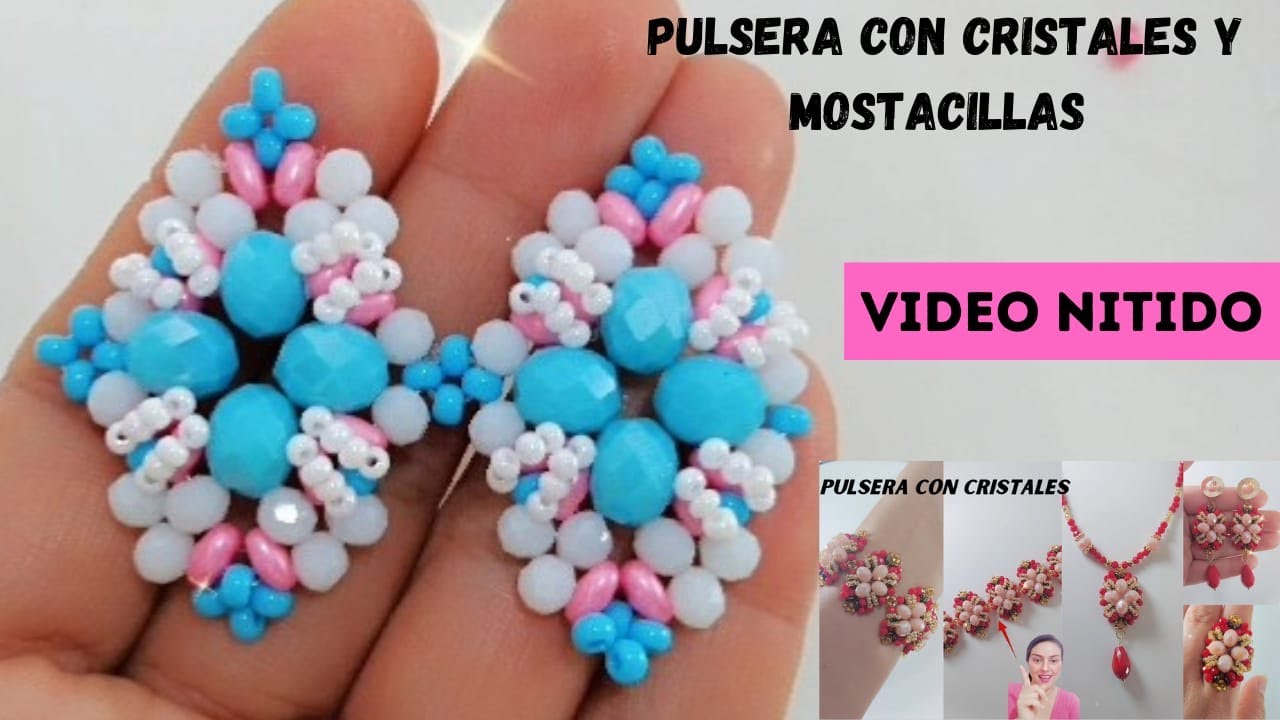 Pulsera con cristales y mostacillas