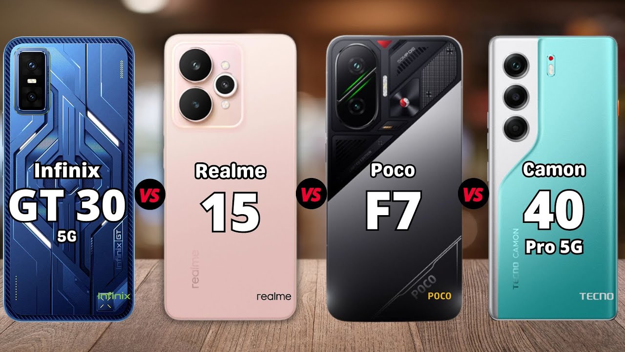 Infinix GT 30 5G vs Realme 15 5G vs Poco F7 vs Tecno Camon 40 Pro 5G