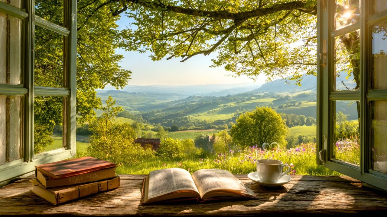 Through the Window of Serenity 🍃 Quiet Hill, Morning Countryside Ambience with Birds, Nature, Fields
