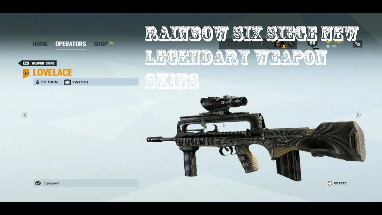 Rainbow Six Siege New Legendary Skins + Lovelace Showcase (Twitch's new weapon skin)
