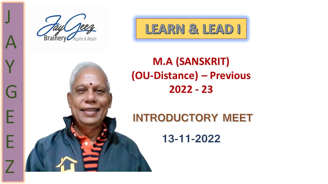 Learn & Lead I, M A Previous   OU, Distance Introductory meet, 13 11 2022