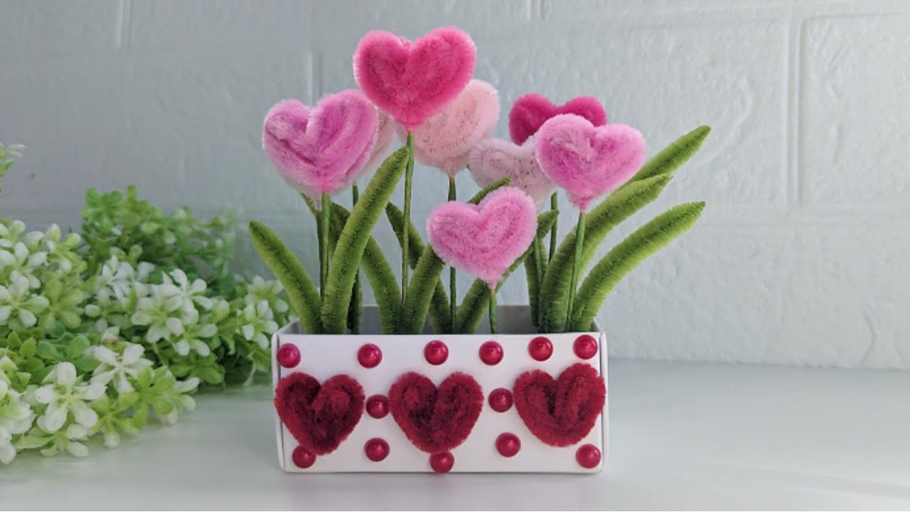 Heart Craft Gift for Valentine's Day | Handmade With Love | Heart Flower Box For Valentine's Day |
