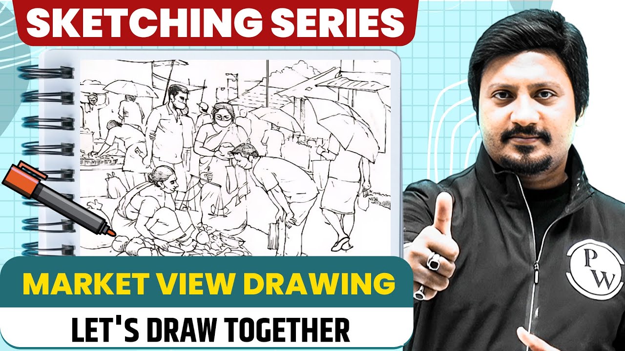 MARKET VIEW DRAWING  - Step by Step | NIFT, NID ,UCEED, NATA, JEE Mains Paper 2