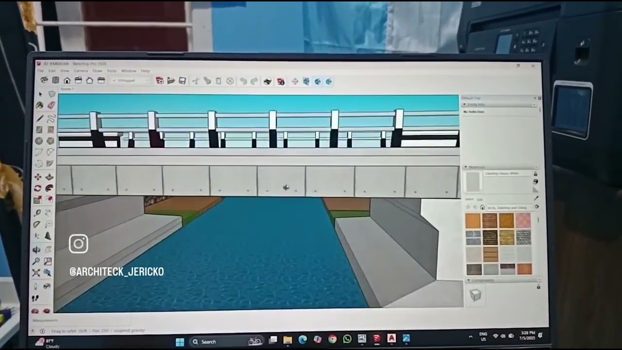 Fisual Gambar Rencana Jembatan Anbutmen Beton. Aplikasi Penunjang Gambar 2D OutoCad 3D 