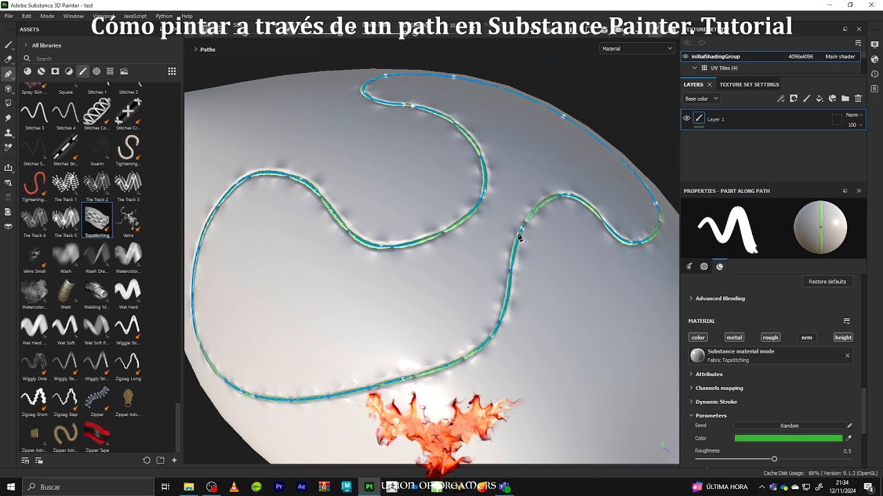 Cómo pintar con un path en Substance Painter. Path Stitch Tutorial