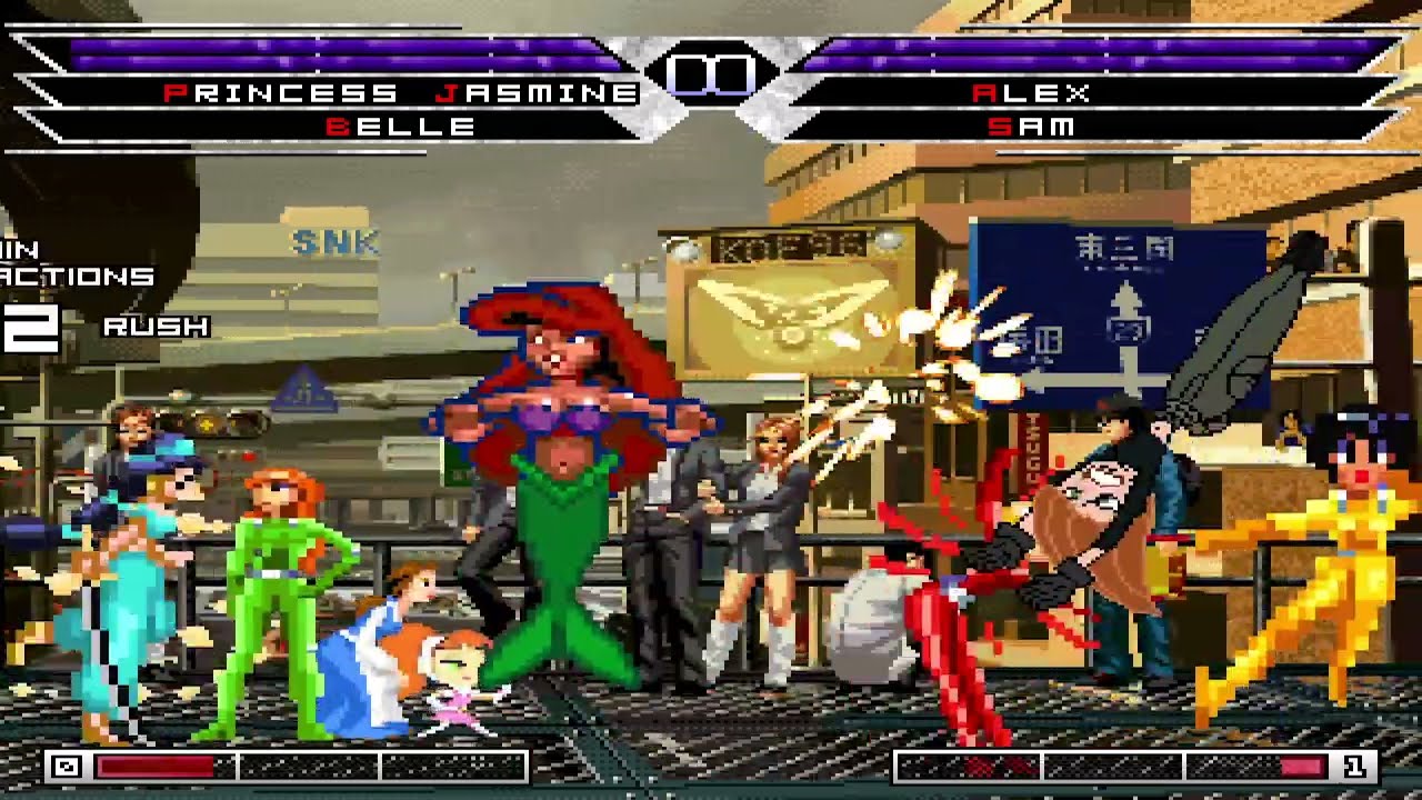 KOF MUGEN Tag Team P Jasmine Belle Ariel K Possible vs Totally Spies: Alex Sam Clover Atomic Betty