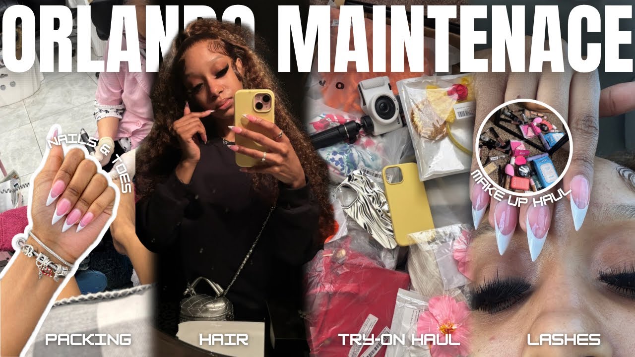 ORLANDO MAINTENANCE VLOG | try-on haul, packing, new makup products, nails & toes, hair, & lashes