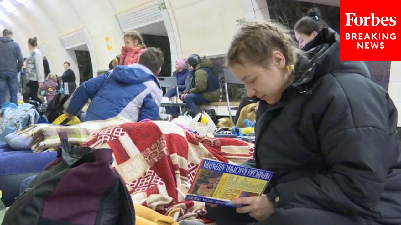 Ukrainians Take Shelter In Metro Stations Amidst Deadly Russian Invasion