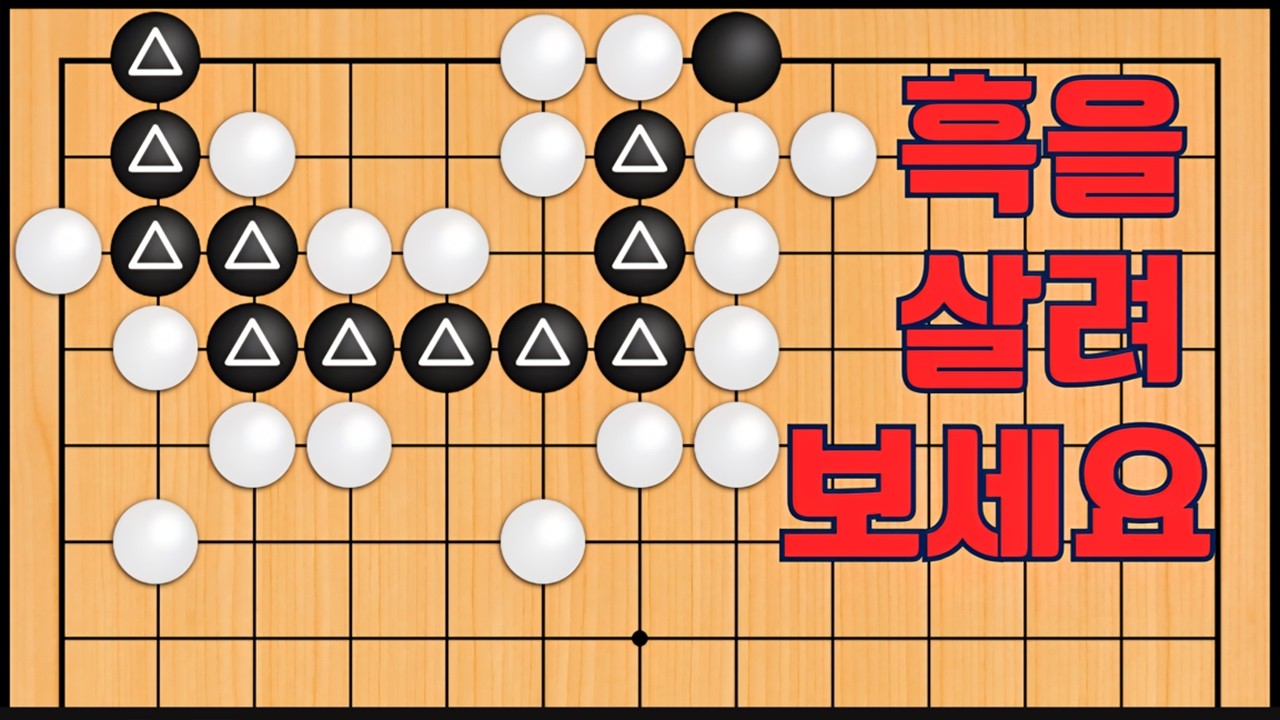 바둑 묘수 사활 - 대혼돈 묘수가 나옵니다. 흑을 살려보세요