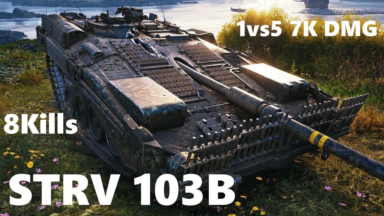 STRV 103B crazy attacking everything that moves 8 kills 7k DMG 1vs5 epic final wot complete 4K
