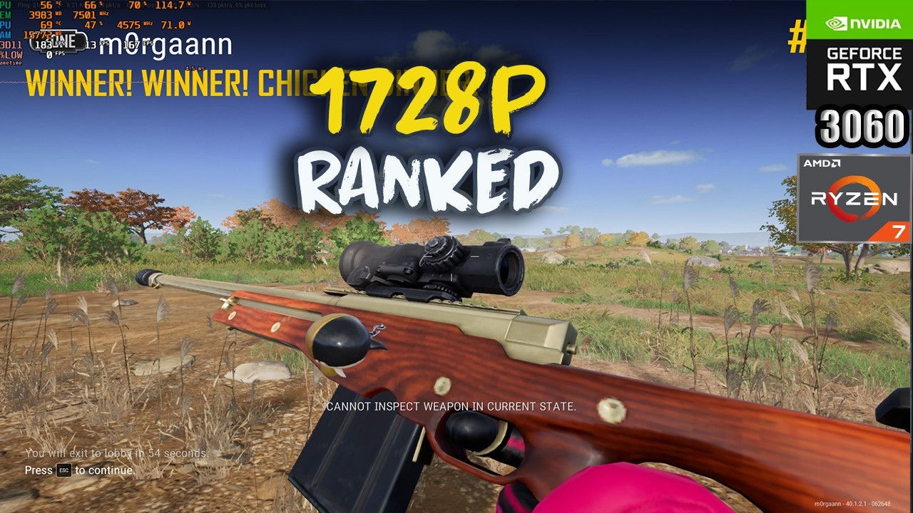 PUBG : RTX 3060 12 GB + Ryzen 7 5700X + 32GB RAM : RANKED