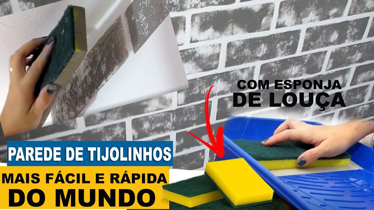A PAREDE DE TIJOLINHOS MAIS FÁCIL DO MUNDO com esponja de lavar louça