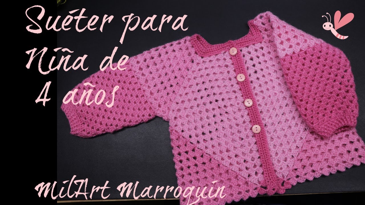 Suéter Crochet en Triángulos  para Niña 4 años (cc)