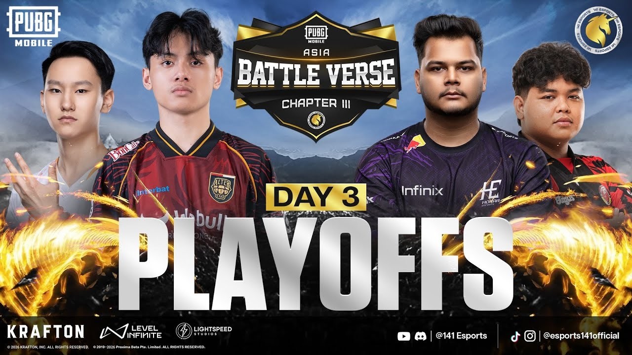 NOBAR [EN] PUBGM BATTLE VERSE ASIA CHAPTER III PHASE 1 PLAYOFFS D3 | FT. #AE #APG #BTR #HORAA #DRS