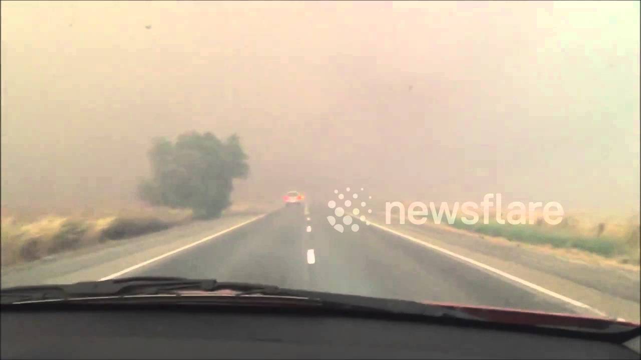 Horrific Australia Pinery bush fire. Peter Rosenfeld lucky escape. Disturbing content.