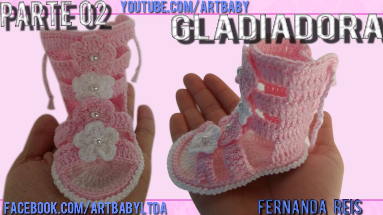 Gladiadora em Croche Sandalia - Professora Fernanda Reis - PARTE 2