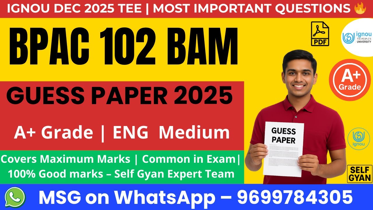 BPAC 102 Guess Paper BAM IGNOU | Important Questions | Self Gyan Guide