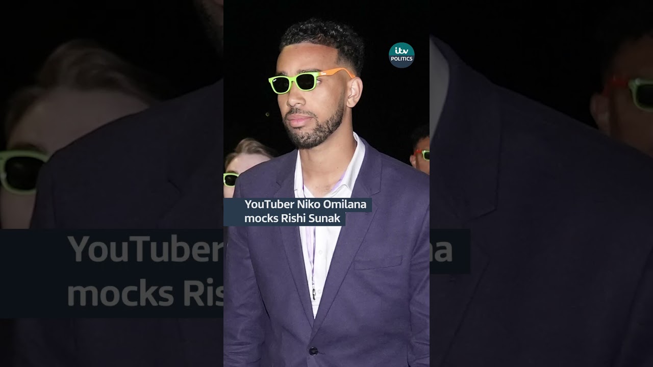YouTuber Niko Omilana held up an &lsquo;L&rsquo; behind Rishi Sunak despite losing to him #itvnews #politics