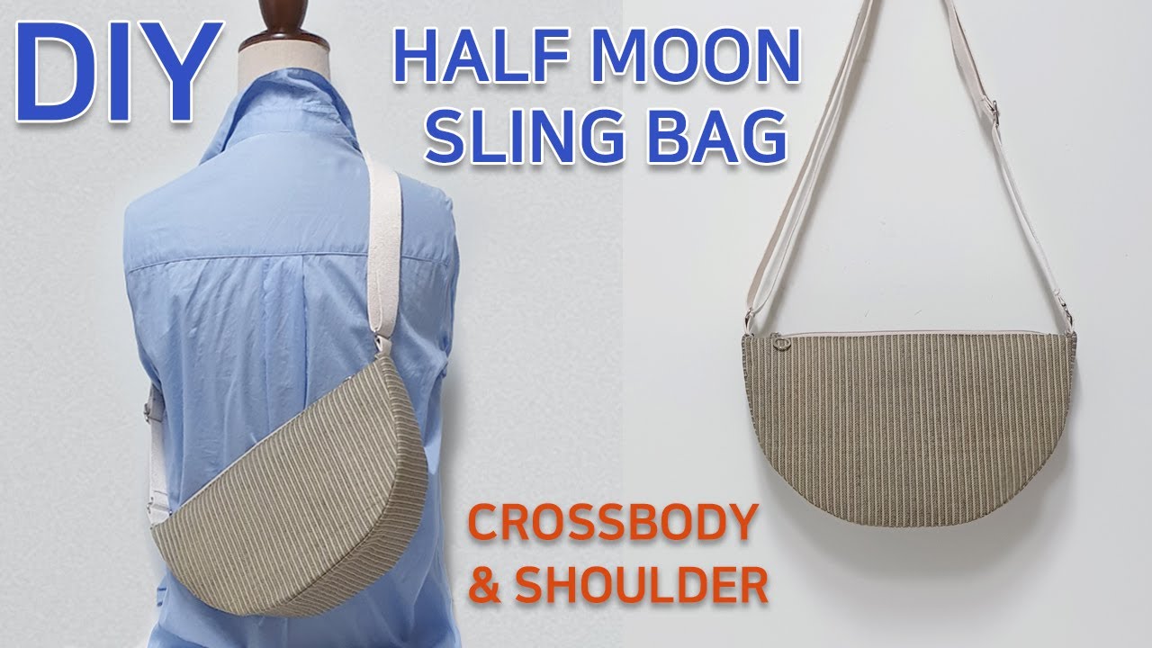 DIY Half moon sling bag/Crossbody & Shoulder/Pattern sharing/귀여운 반달 슬링백만들기/패턴공유 [JSDAILY]