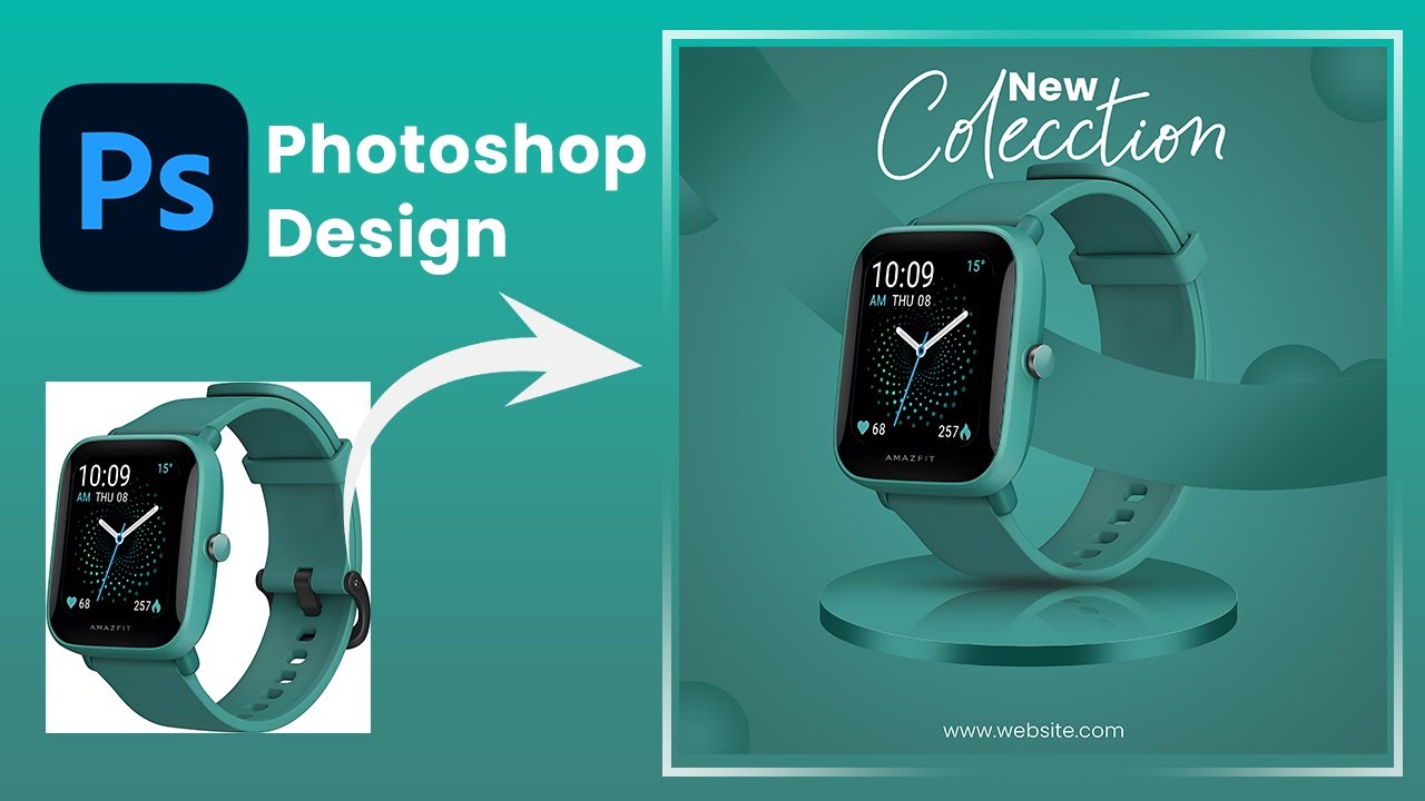 Create Professional Smartwatch Advertisement Post in Photoshop |  Product Poster Design Tutorial