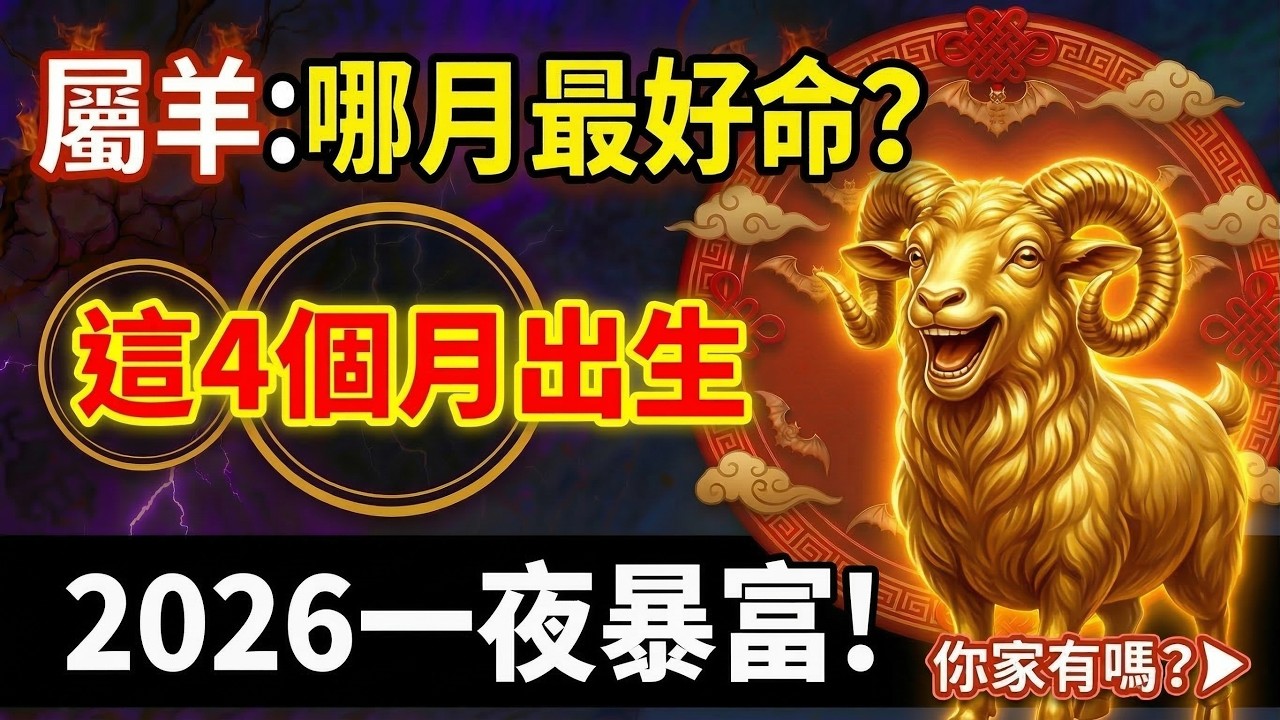 屬羊人出生月份大揭秘！這4個月份出生的屬羊人，最得菩薩照顧，2026年容易一夜暴富，快看看有你嗎？#屬羊2026運勢 #2026生肖羊運勢 #屬羊財運 #生肖羊 #出生月份 #屬羊人 #生肖羊八字