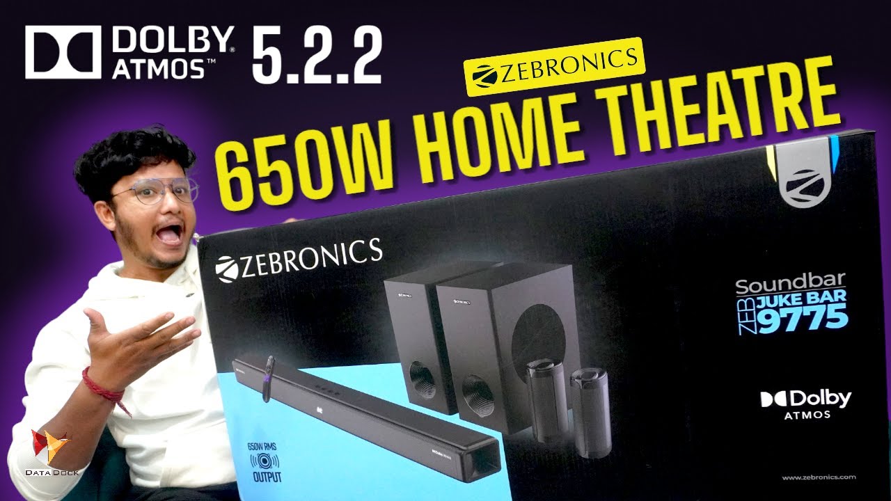 ZEBRONICS Juke BAR 9775 Dolby 5.2.2 Soundbar with 650 Watts & Wireless Satellites & Subwoofer