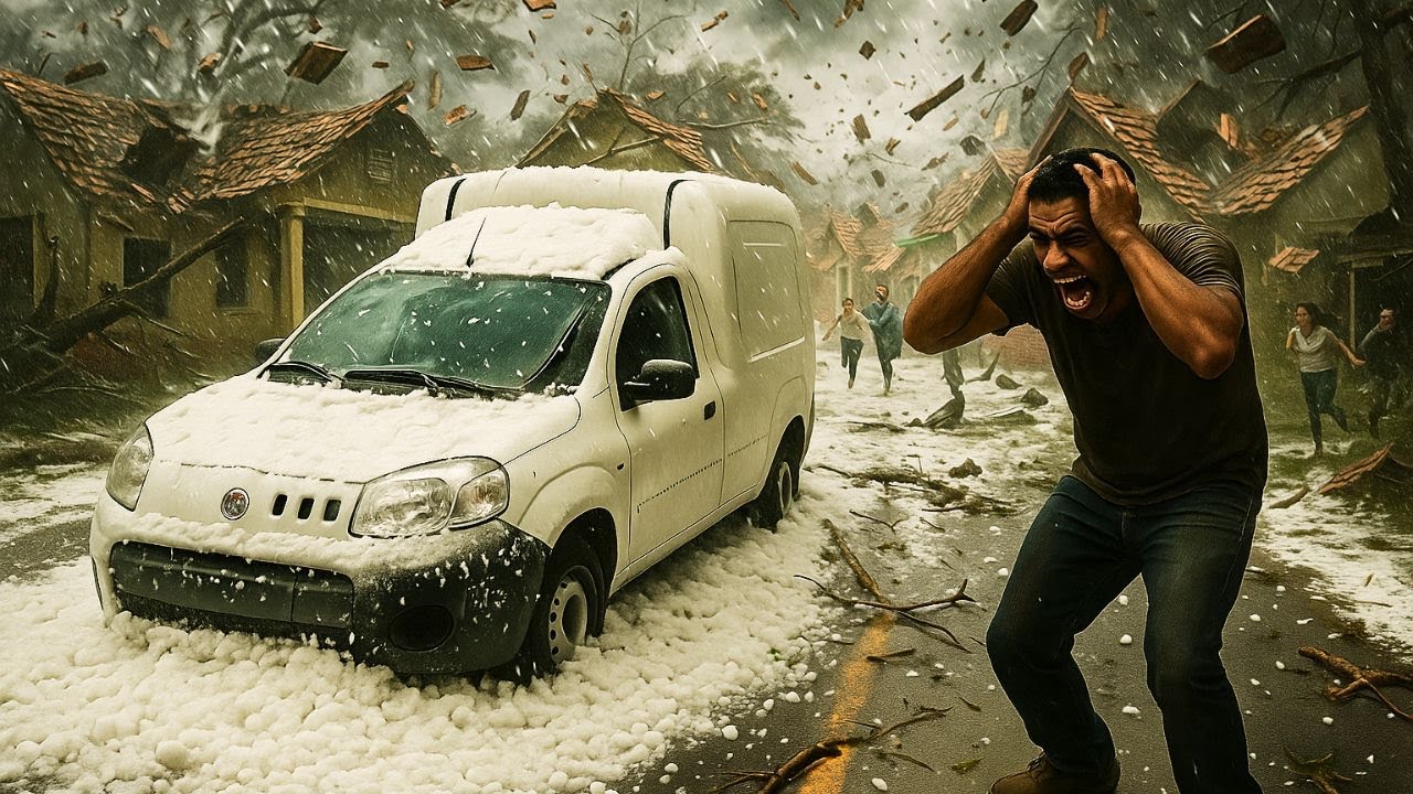 VALEN&Ccedil;A-RJ EM CHOQUE! Chuva de Granizo Surreal COBRE a Cidade e Causa ESTRAGOS