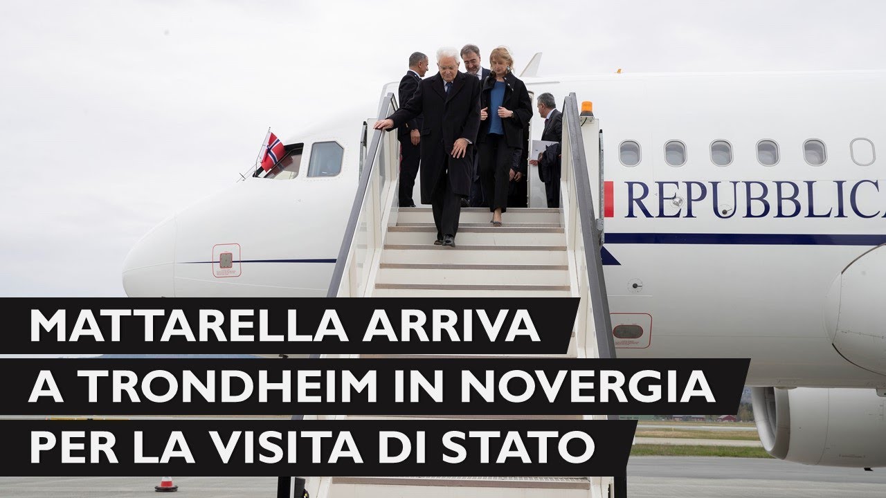 Mattarella arriva all’aeroporto di Trondheim