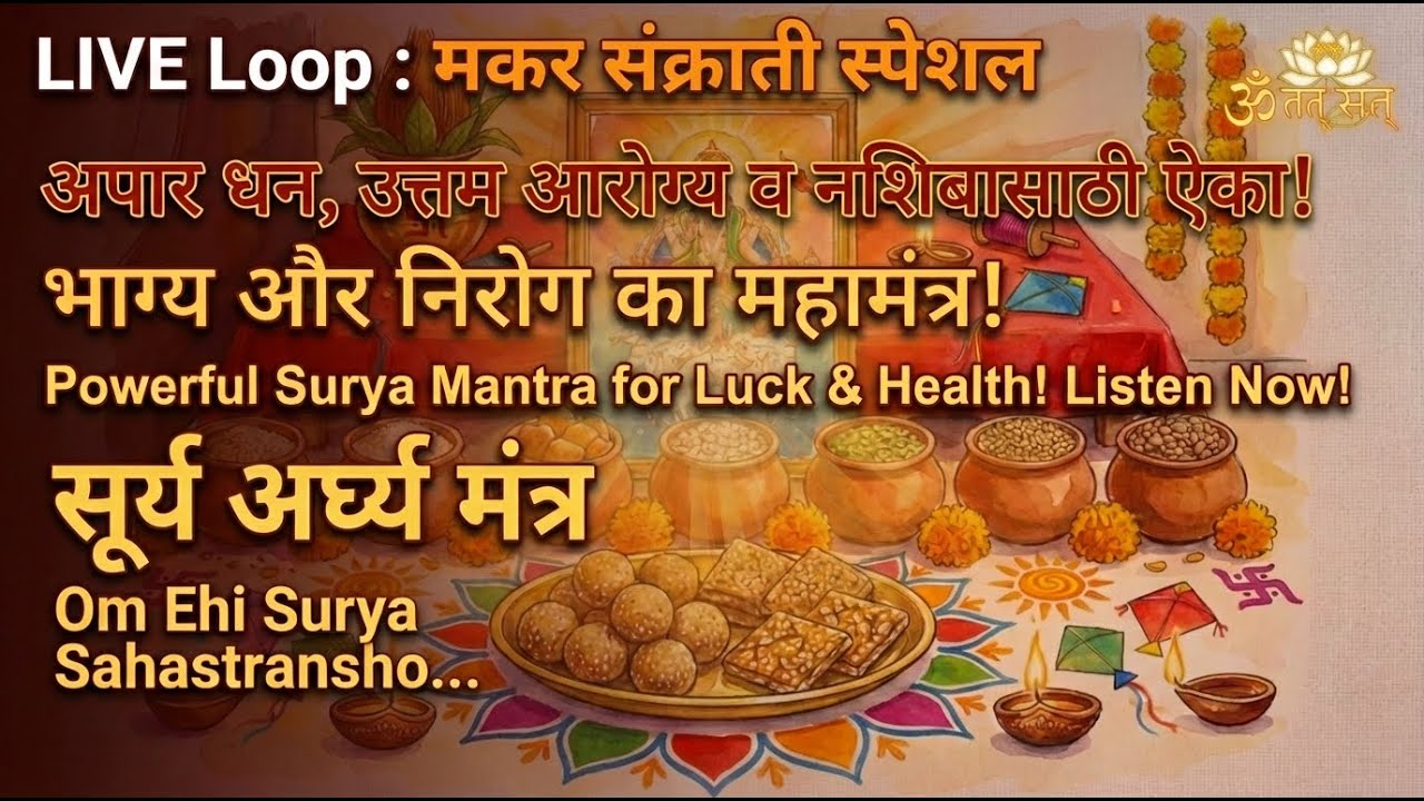 LIVE Loop : Makar Sankranti 2026 Surya Arghya! Chant for luck & health | मकर संक्राती स्पेशल