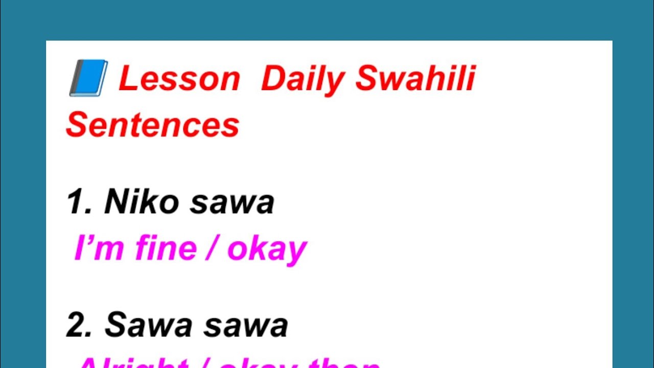 Learn 16 Daily Swahili sentences 