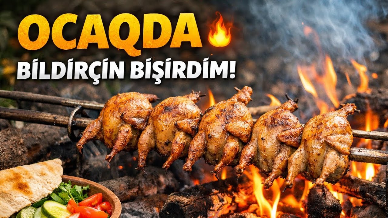 Təbii Şəraitdə Bildirçin Kababı | Sakit Yemək Videosu
