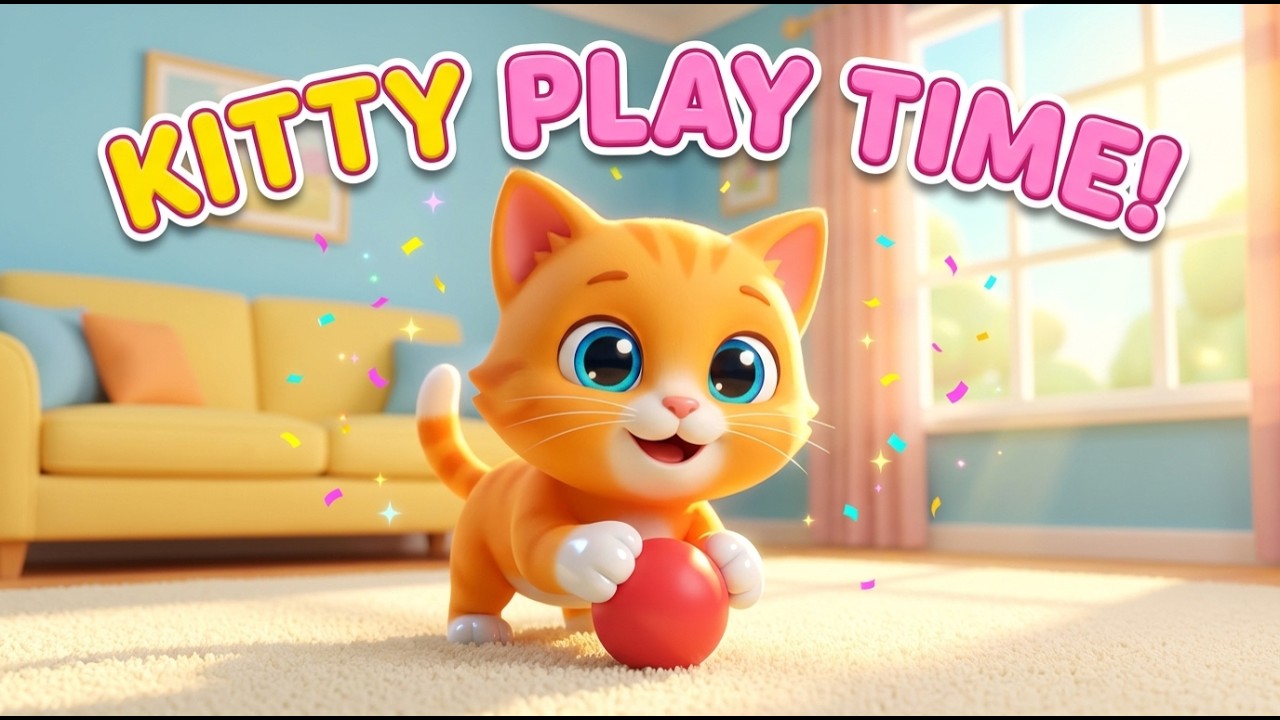 Little Kitty Play Time | Cute Baby Cat Playing on the Floor | Fun Nursery Rhyme for Kids