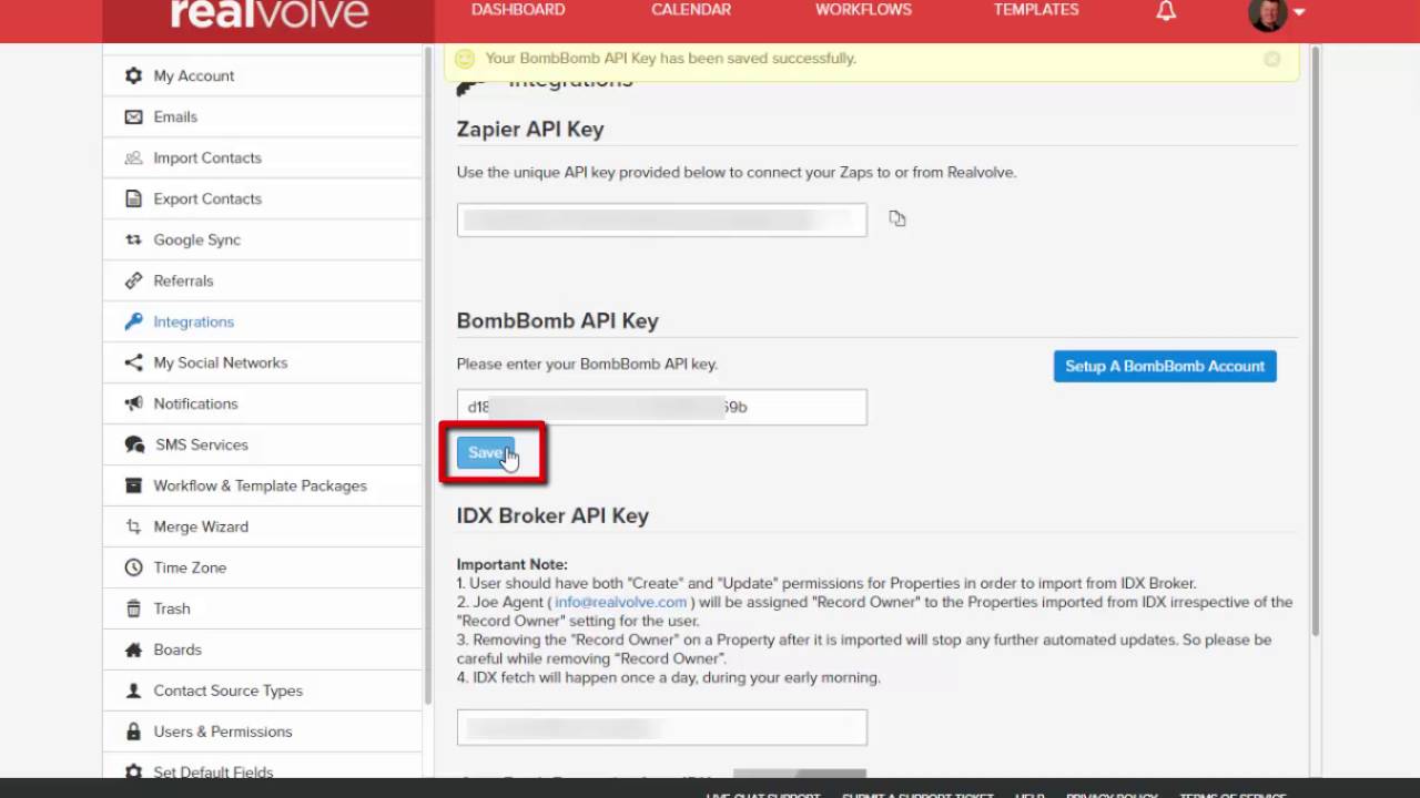 Realvolve CRM: Setting up Realvolve to use BombBomb