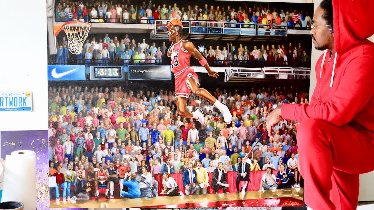Painting a large scale portrait of Michael Jordan | Time Lapse | Oil Painting