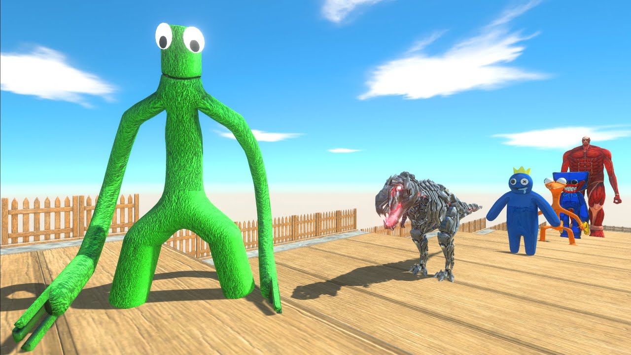 Rainbow Friend Green Death Fall - Animal Revolt Battle Simulator