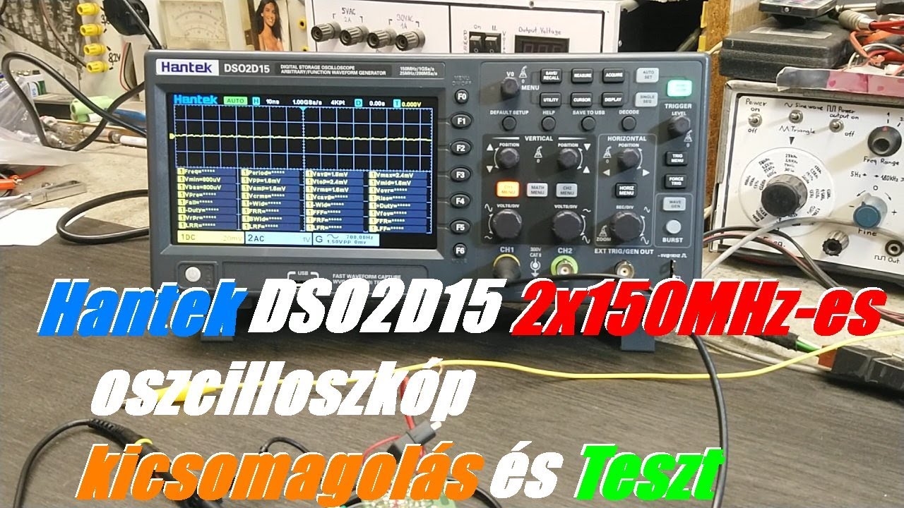 Hantek DSO2D15 oszcilloszkóp Unboxing (kicsomagolás), megismerés és tesztelés.