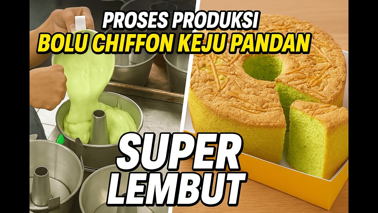 Proses Produksi Chiffon Cake Keju Pandan 