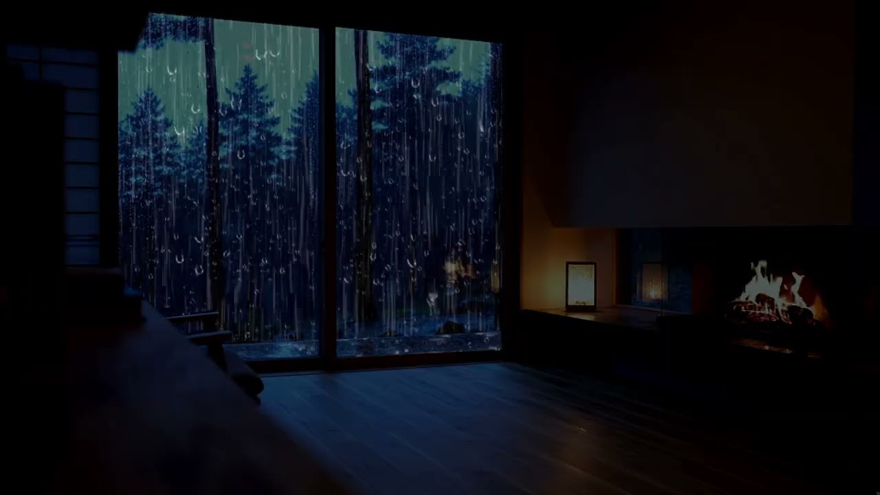 3 Hours Dreamy Cabin Nook Scene 🌧️ Warm Fireplace & Rain Forest Ambience | Deep Sleep & Insomnia