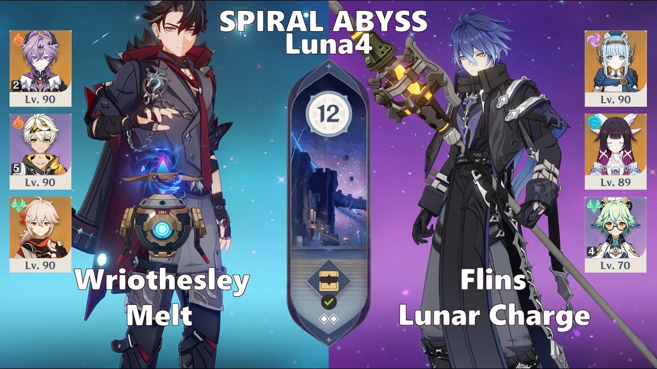 C0 Flins Lunar Charge & C1 Wriothesley Melt - Spiral Abyss Luna 3 Floor 12  | Genshin Impact